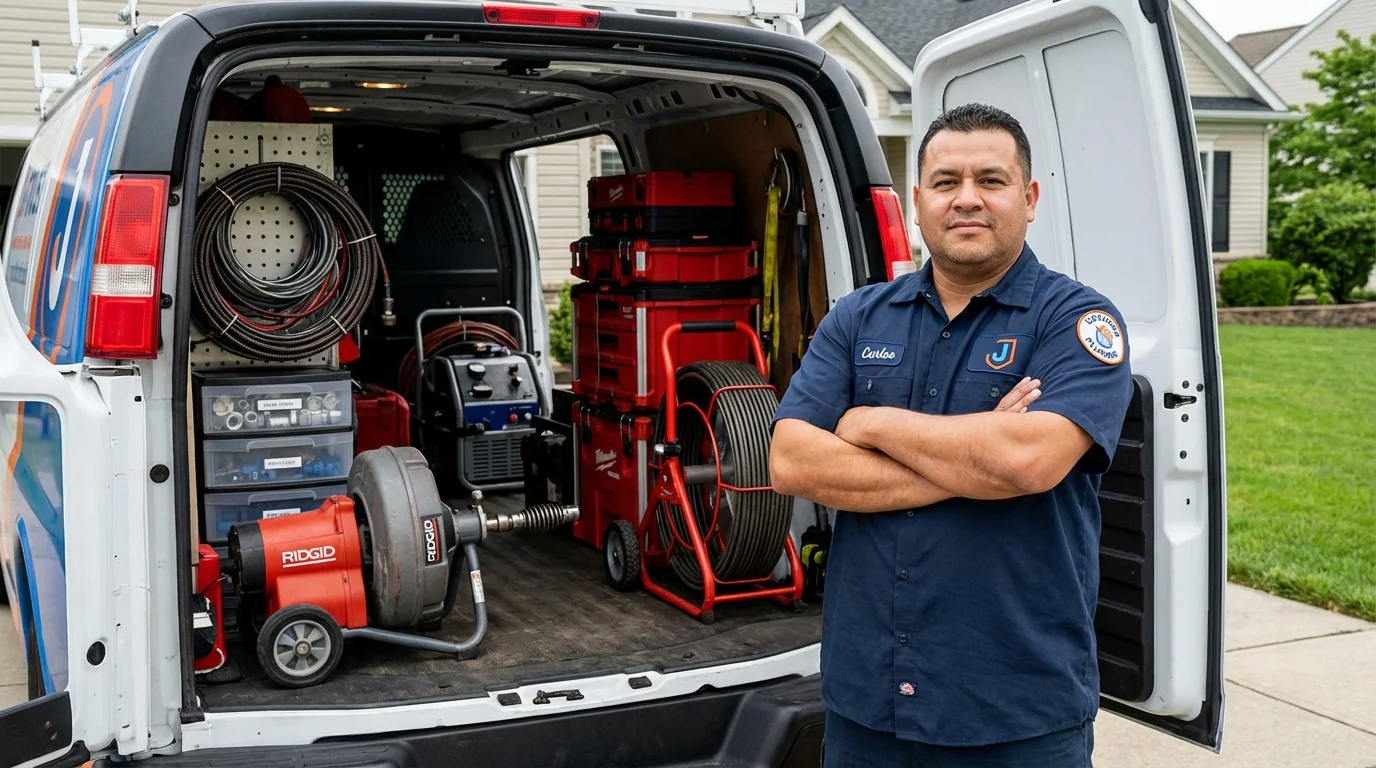 Professional drain cleaning equipment and Johns Plumbing LLC plumber in Arabi